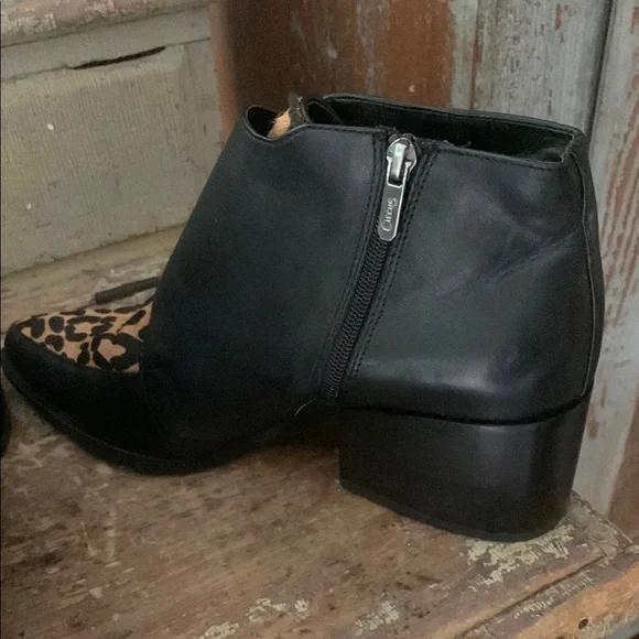 Black and Brown Ankle Boots with Leopard Print - Picture 4 of 8